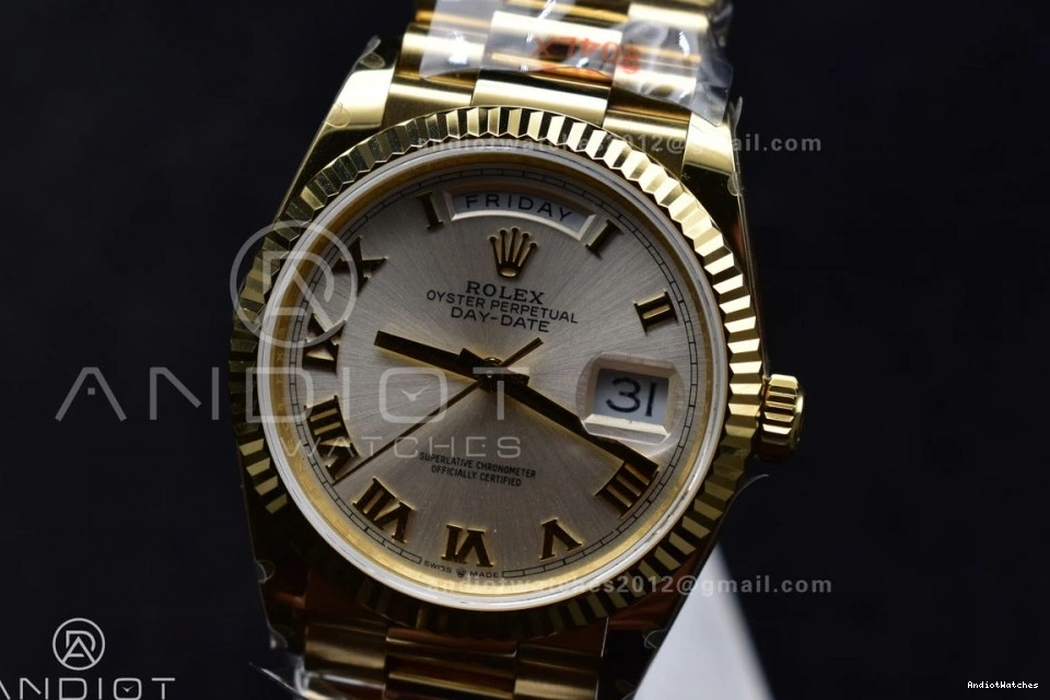 President V5 Steel Silver Best 699 DayDate vr3255 Weight) YG with Edition (Gain QF on Durable Bracelet 904L Dial 36 Roman Markers 0301